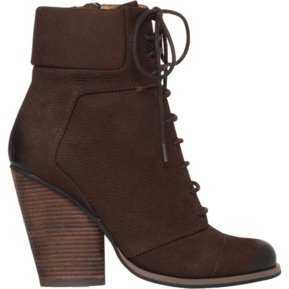 Revolve Max Studio Remix Distressed Suede Leather Lace Up Ankle Boots Booties